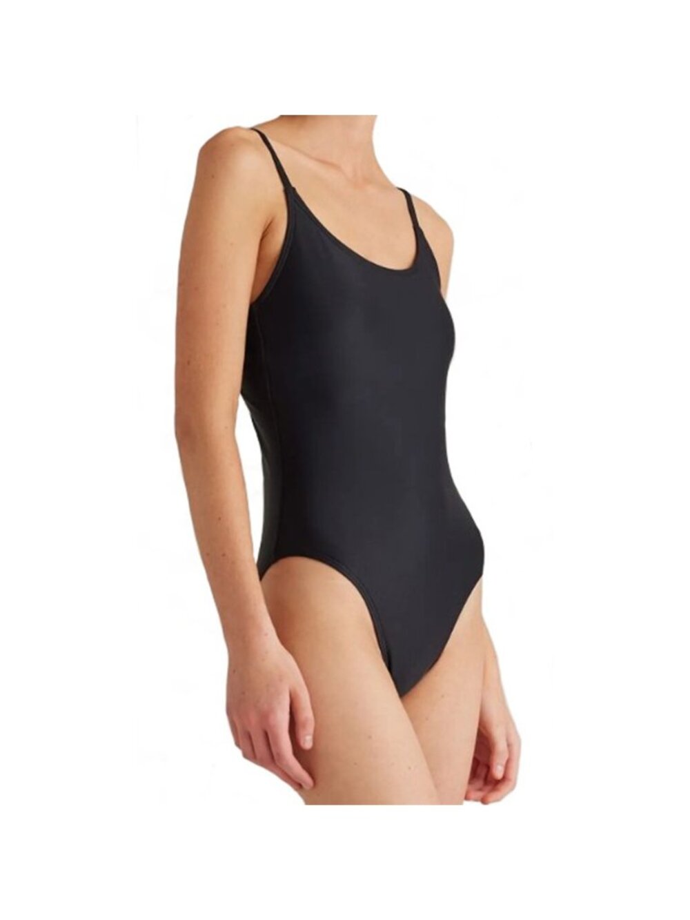 Quince Italian Cami One-Piece Swimsuit Black Size Large NWT
